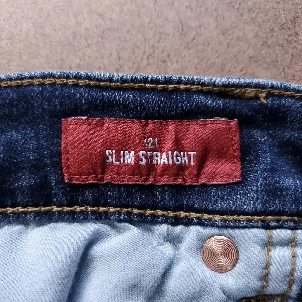 Lucky Brand 121 Slim Straight Jeans Men 32x32 Blue Stretch Faded Modern